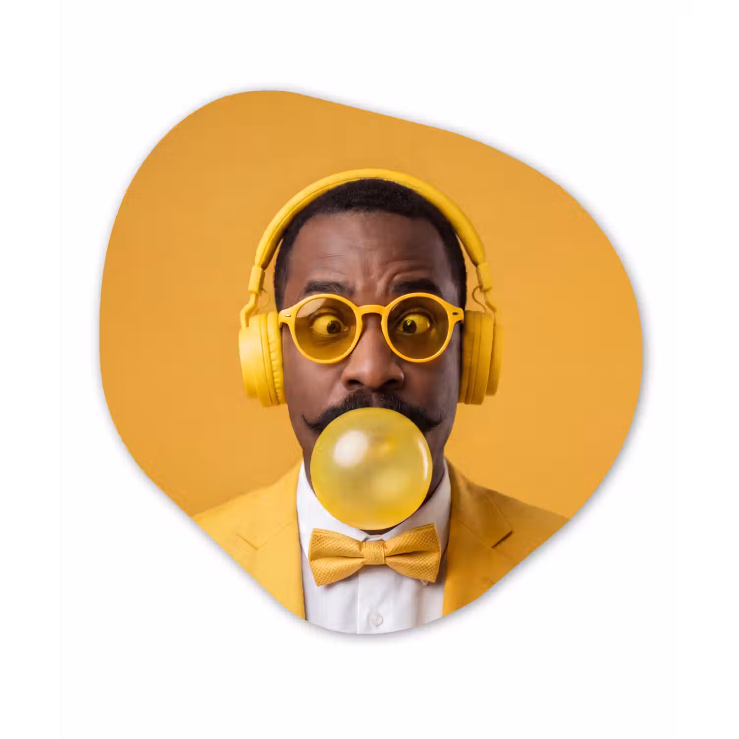 Man - Bubblegum - Portret - Geel - Modern Wandcirkel Organisch Forex 3mm klein -3d