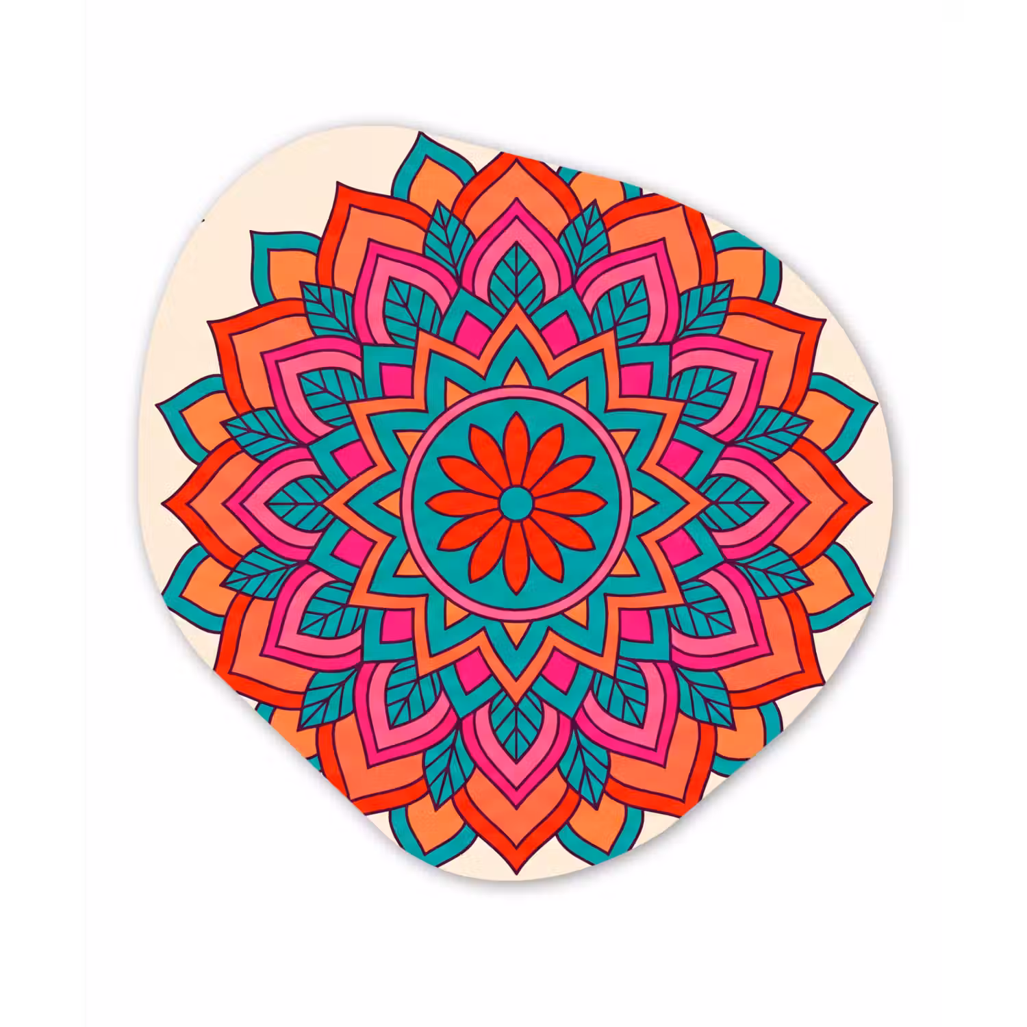 Mandala - Patroon - Abstract - Kleurrijk - Modern Wandcirkel Organisch Forex 3mm klein -3d