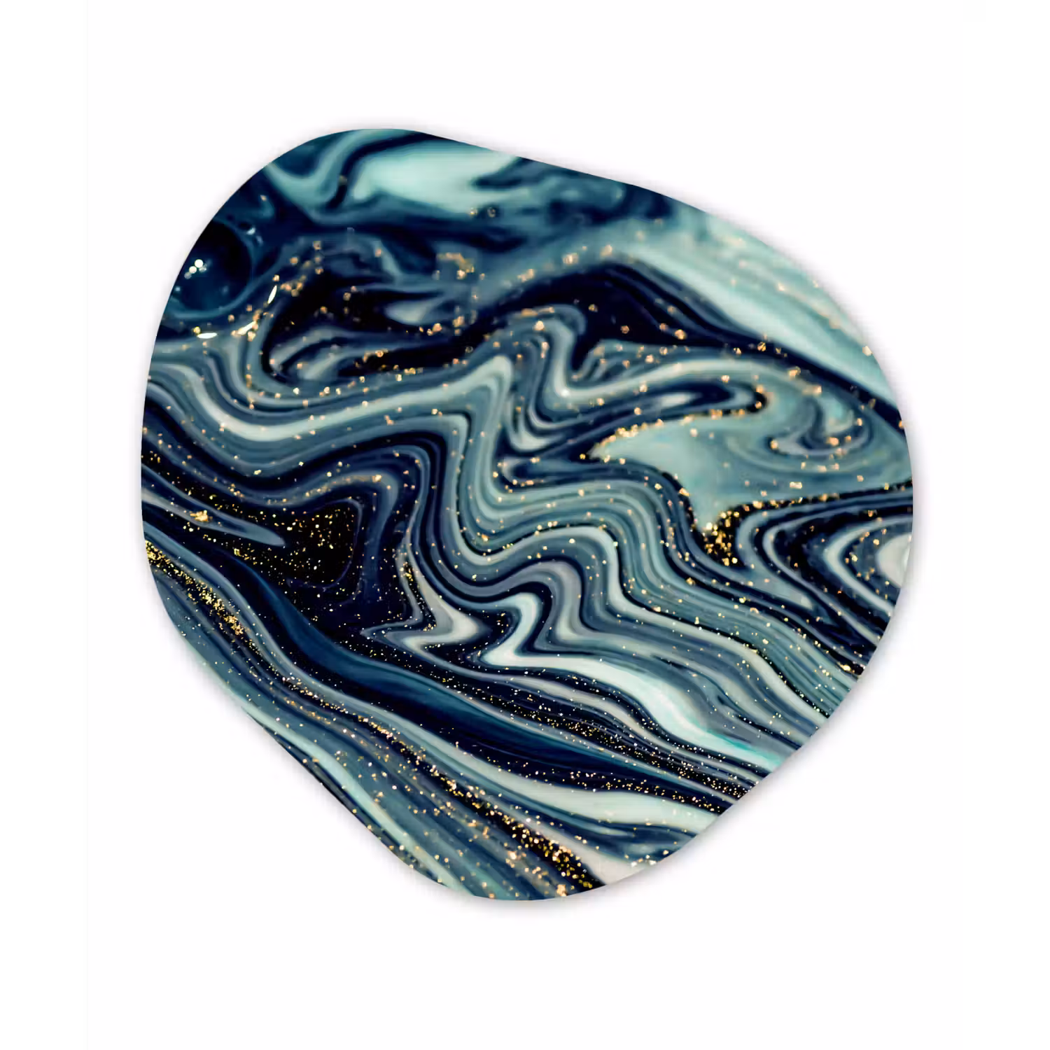 Marmer - Goud - Blauw - Glitter - Marmerlook - Abstract Wandcirkel Organisch Forex 3mm klein -3d