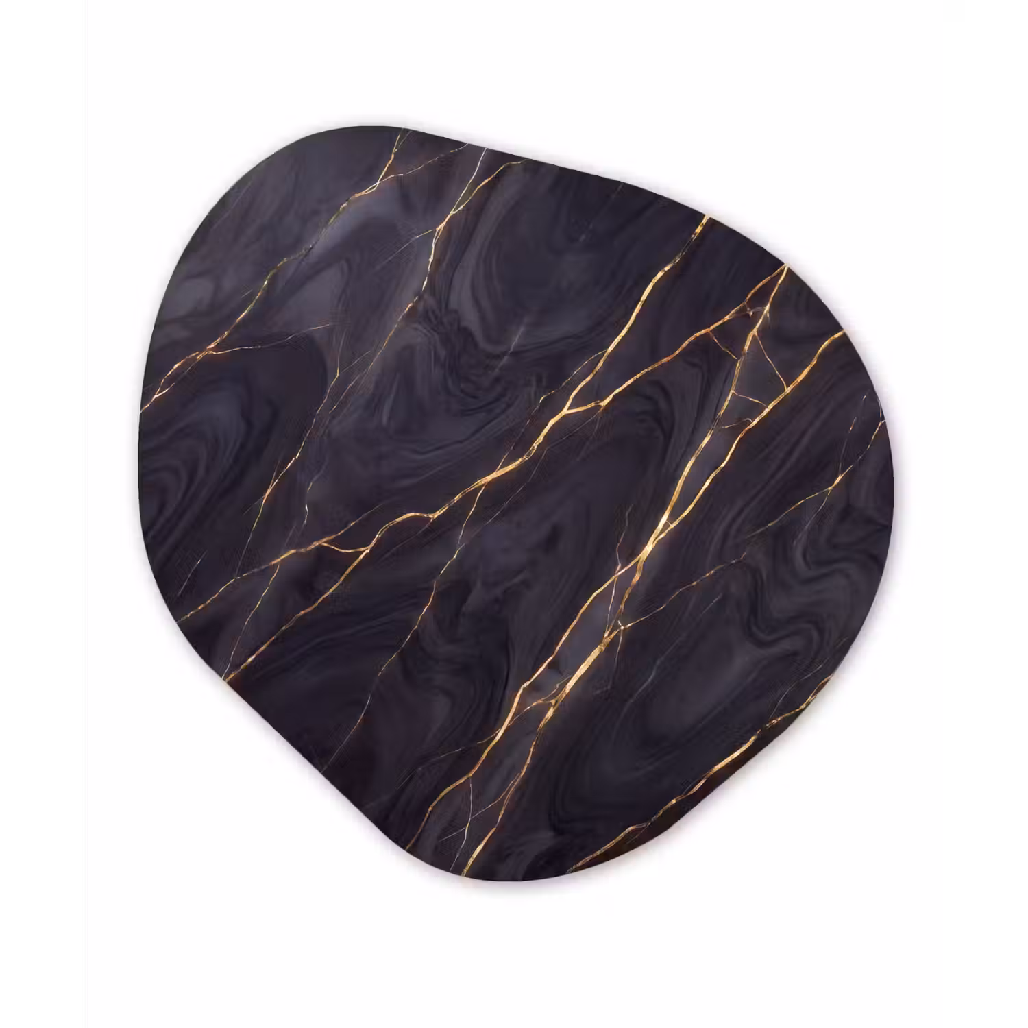 Marmer - Goudaders - Abstract - Modern - Zwart Wandcirkel Organisch Forex 3mm klein -3d