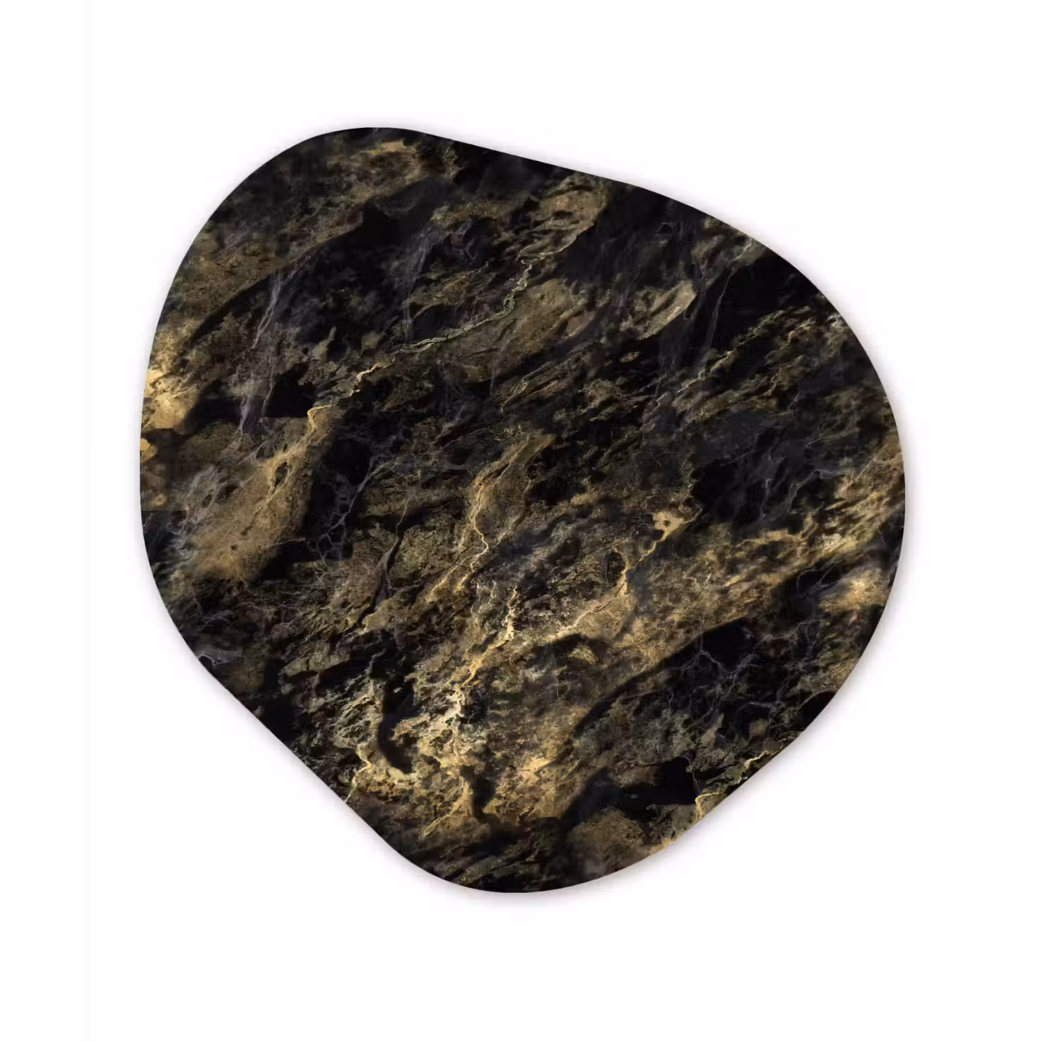 Marmer - Zwart - Goud Wandcirkel Organisch Forex 3mm klein 629 -3d