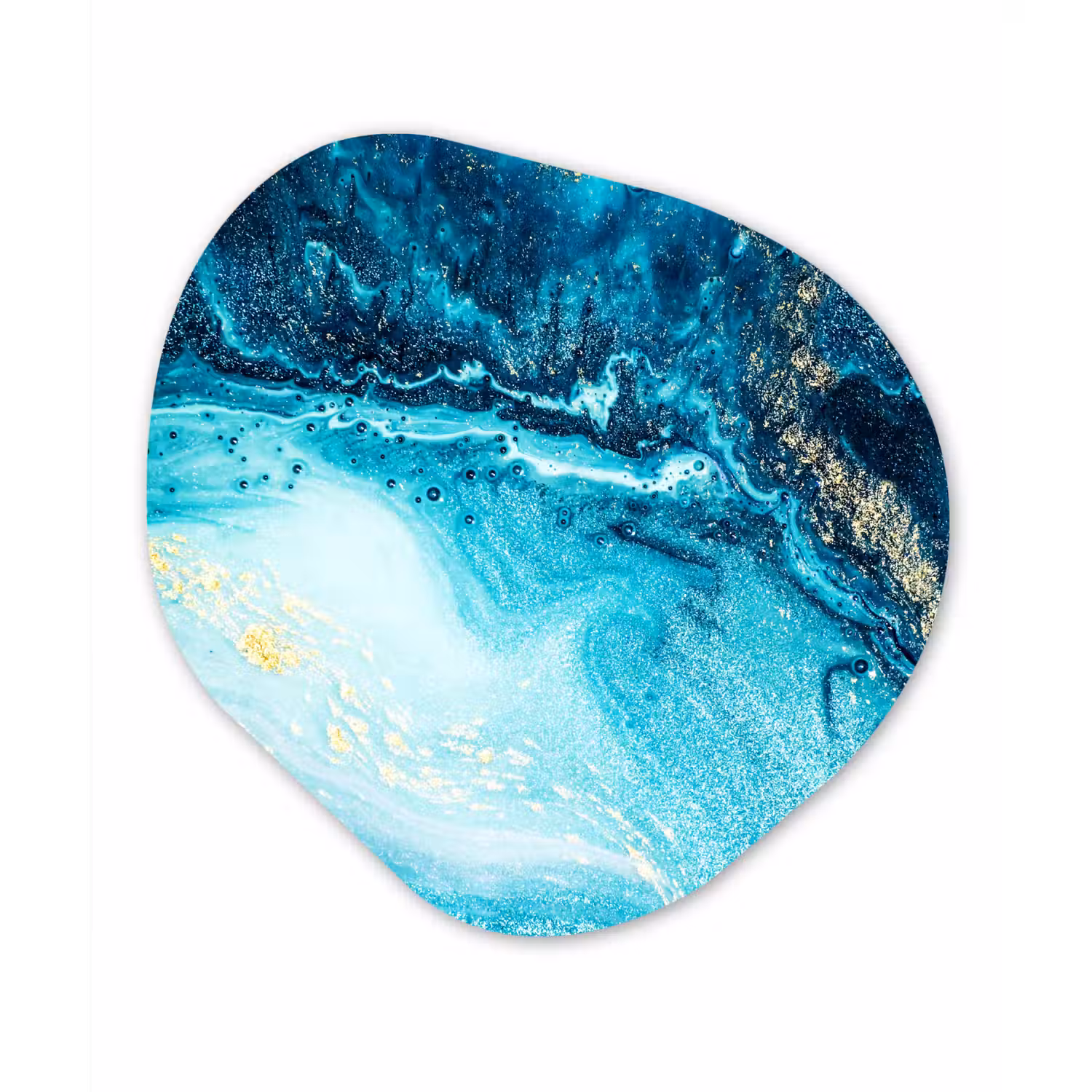 Marmerlook - Blauw - Goud - Luxe - Glitter - Marmer Wandcirkel Organisch Forex 3mm klein -3d