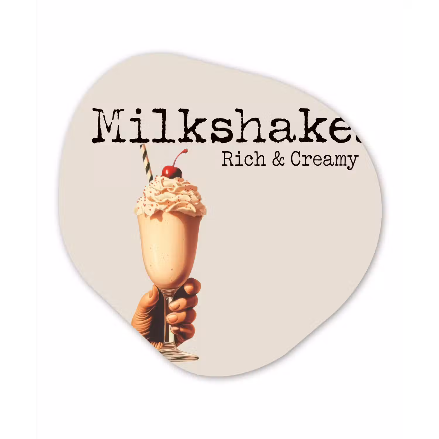 Milkshake - Kers - Rietje Wandcirkel Organisch Forex 3mm klein -3d