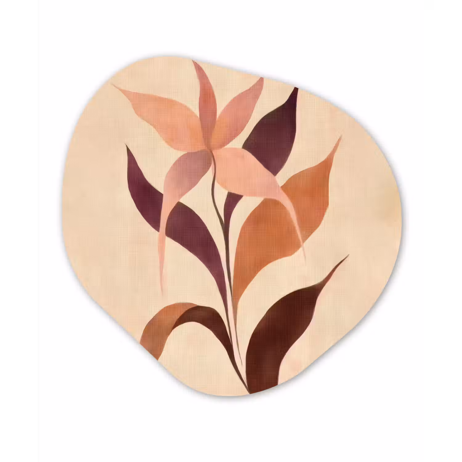Minimalistisch - Bloem - Bladeren - Beige Wandcirkel Organisch Forex 3mm klein -3d