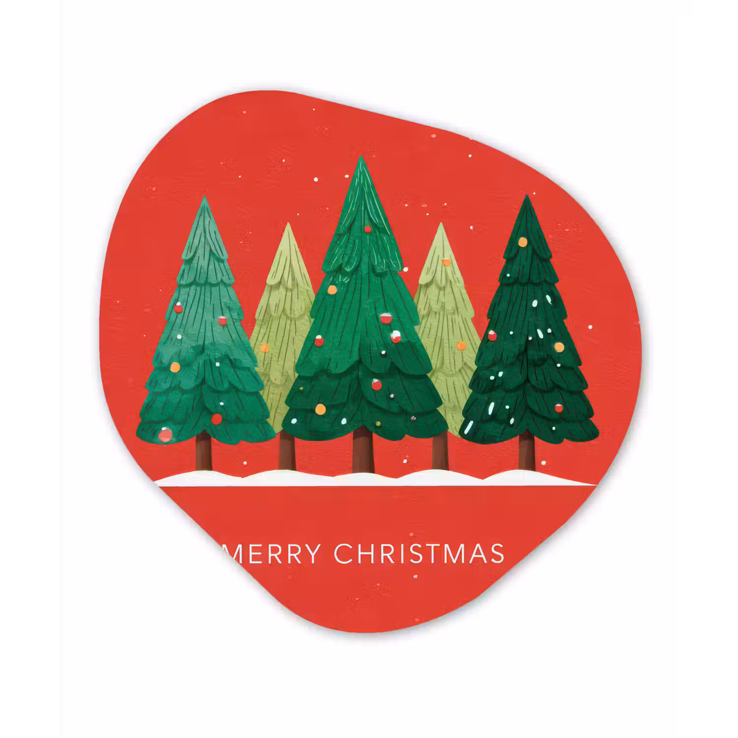 Minimalistisch - Kerstbomen - Rood - Sneeuw Wandcirkel Organisch Forex 3mm klein -3d