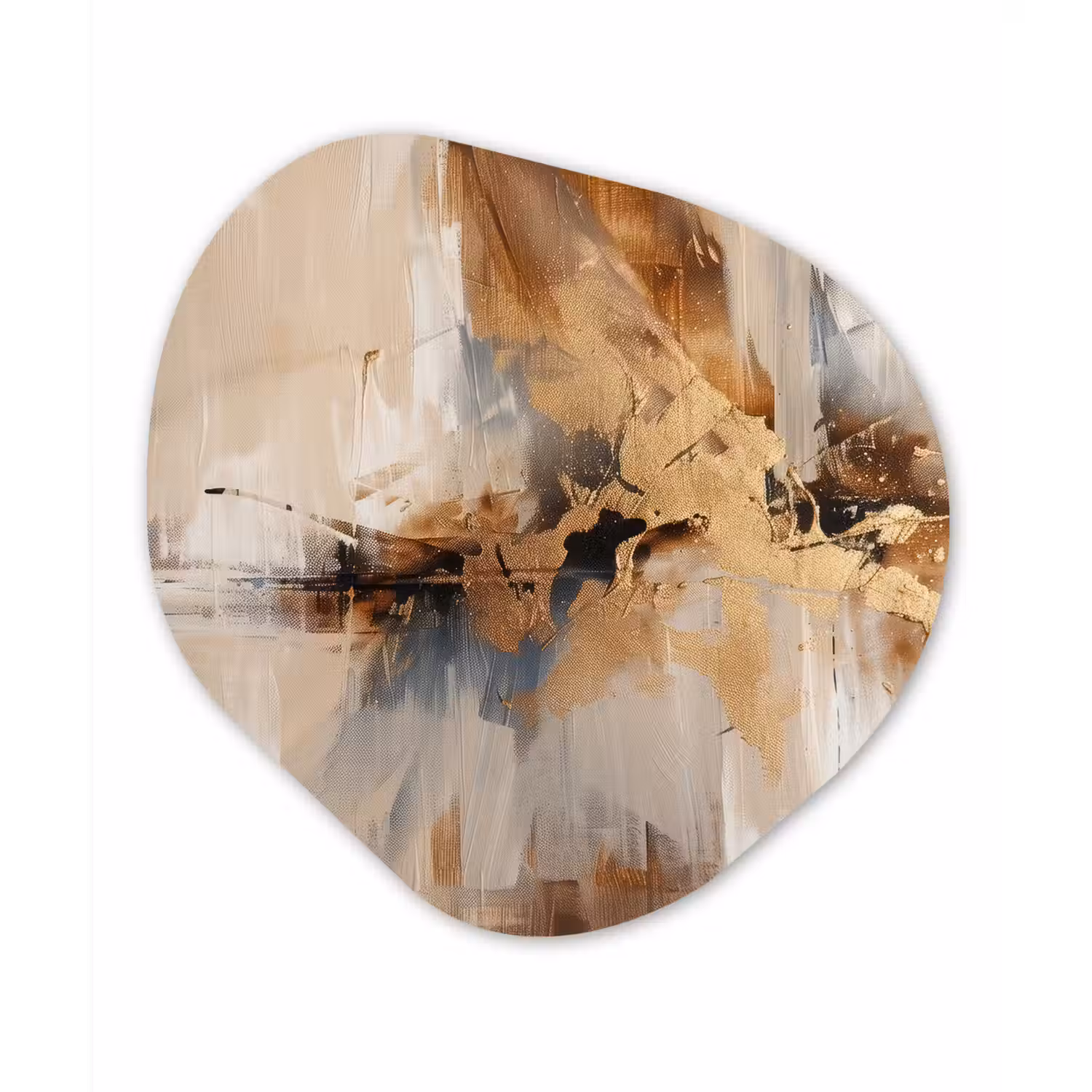 Modern - Bruin - Abstract - Beige Wandcirkel Organisch Forex 3mm klein -3d