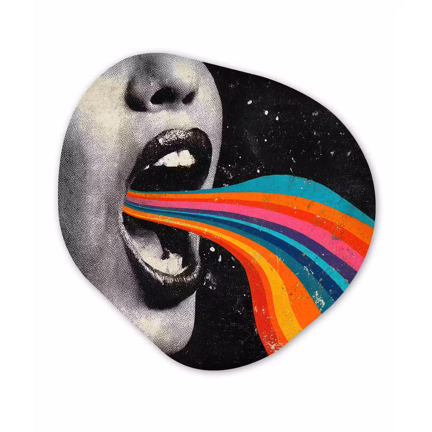 Mond - Golven - Regenboog Wandcirkel Organisch Forex 3mm klein -3d
