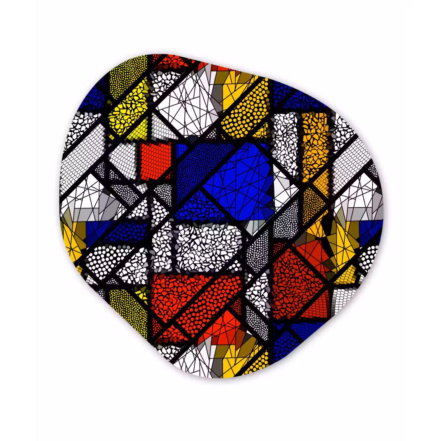Mondriaan - Glas in lood - Oude Meesters - Kunstwerk - Abstract - Schilderij Wandcirkel Organisch Forex 3mm klein -3d