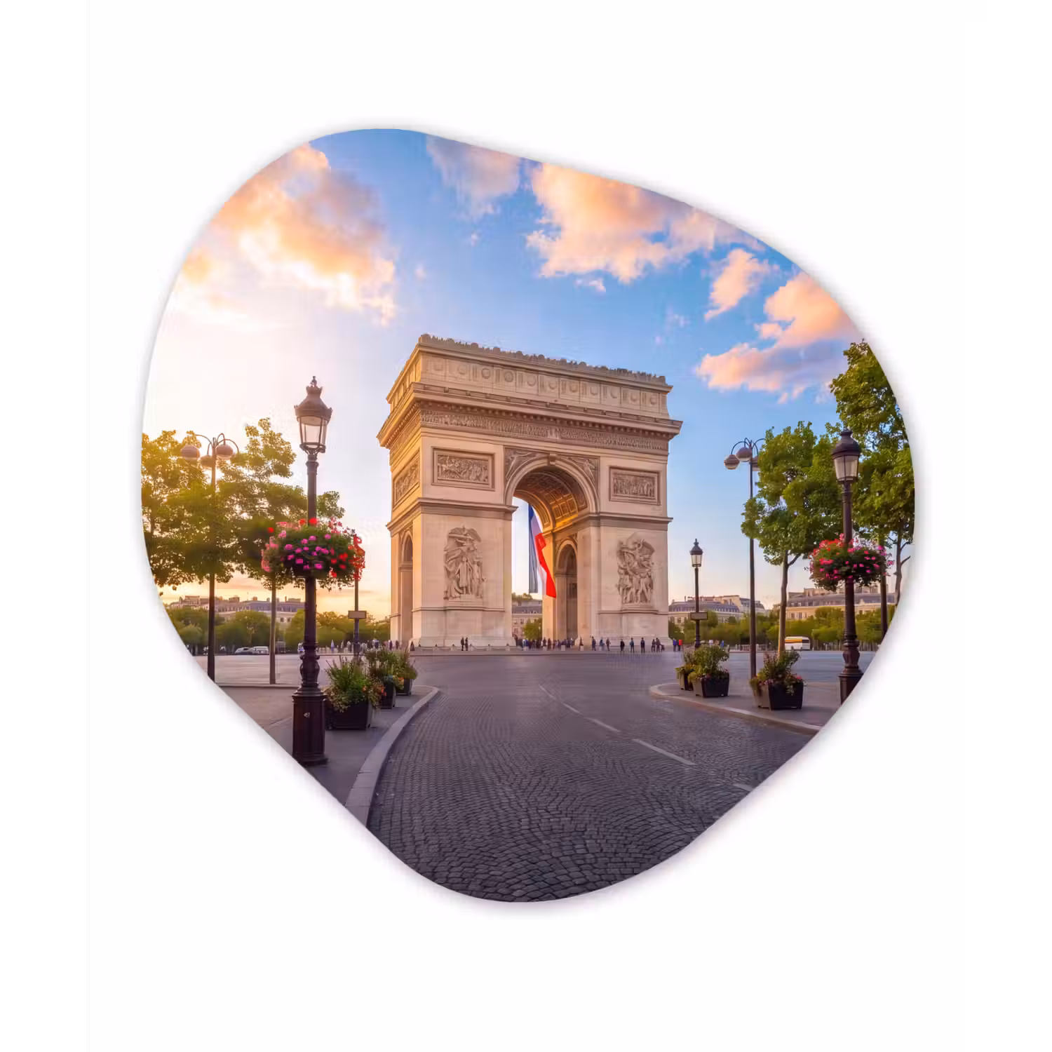 Monument - Parijs - Zonsondergang - Architectuur - Goud Wandcirkel Organisch Forex 3mm klein -3d
