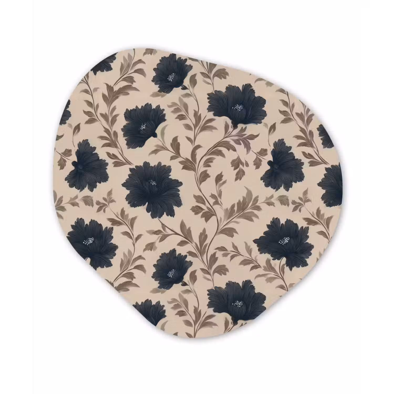 Motief - Bloemen - Zwart - Beige Wandcirkel Organisch Forex 3mm klein 629 -3d