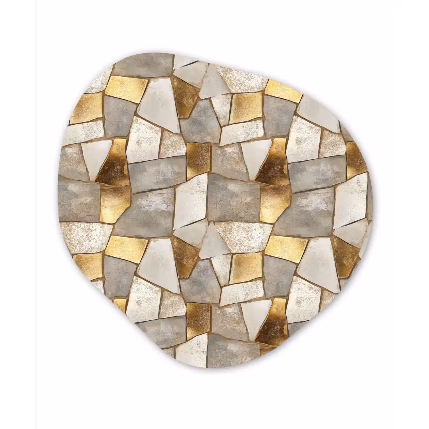 Mozaïek - Marmer - Goud Wandcirkel Organisch Forex 3mm klein 629 -3d