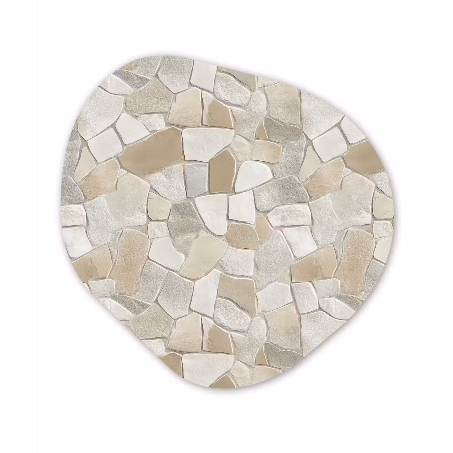 Mozaïek - Stenen - Beige Wandcirkel Organisch Forex 3mm klein 629 -3d