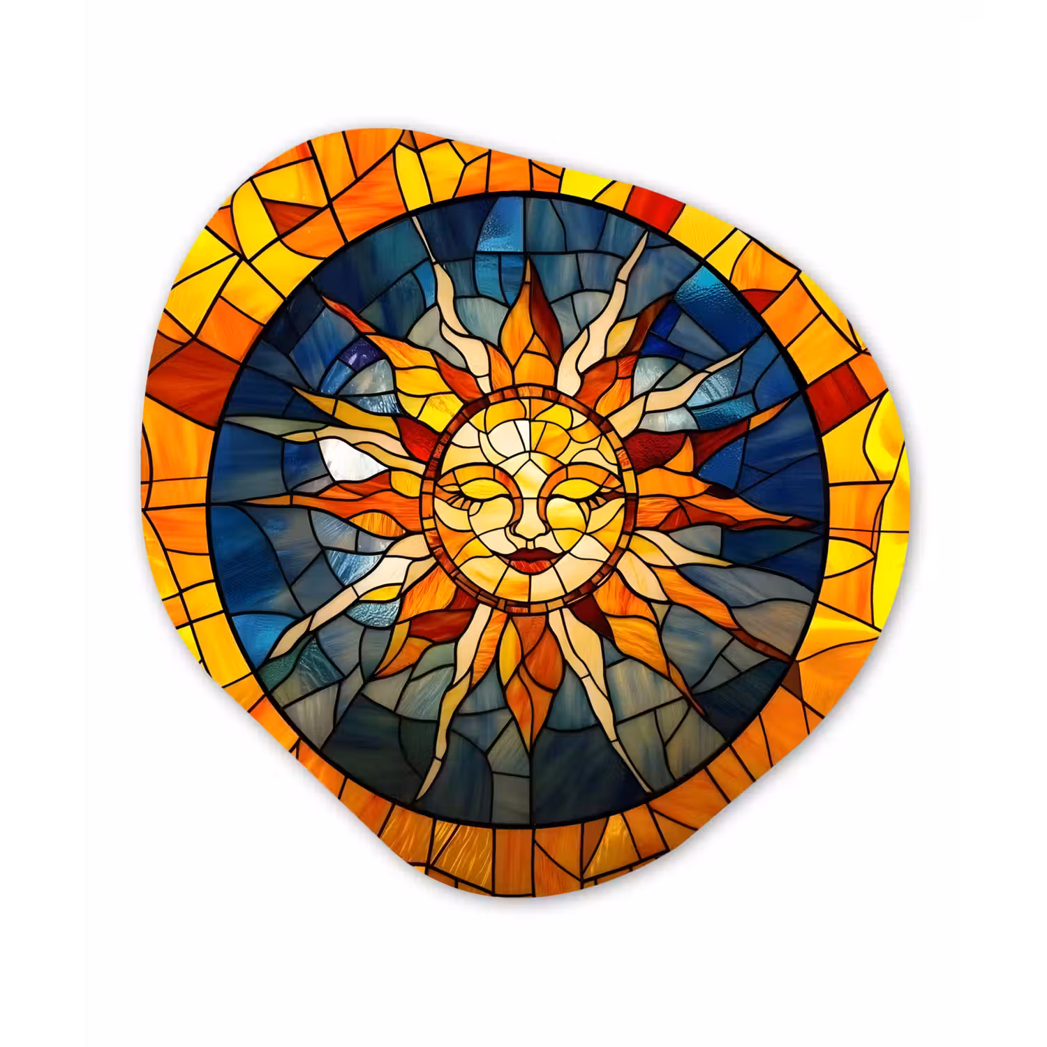 Mozaïek - Zon - Geel - Cirkel Wandcirkel Organisch Forex 3mm klein -3d
