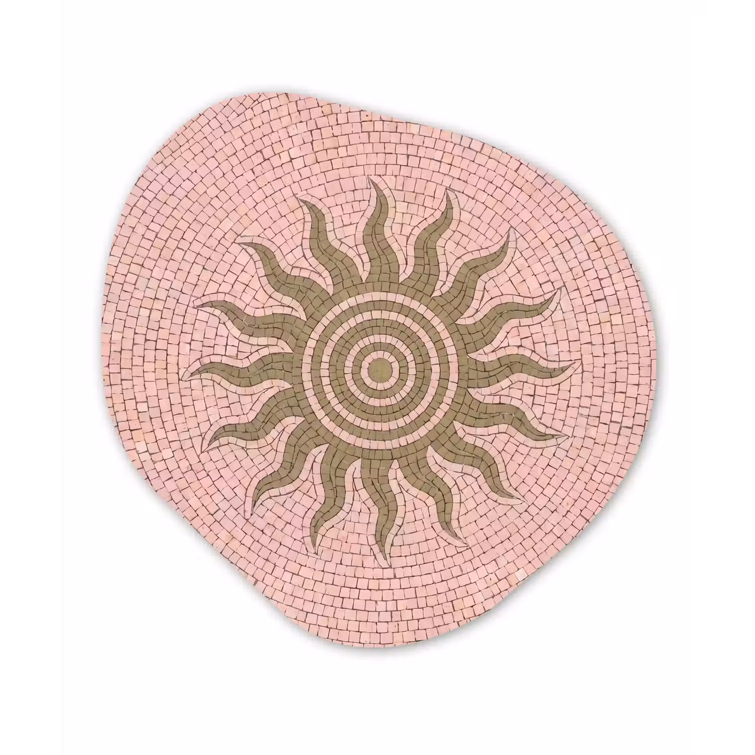 Mozaïek - Zon - Patroon - Klassiek - Roze Wandcirkel Organisch Forex 3mm klein -3d