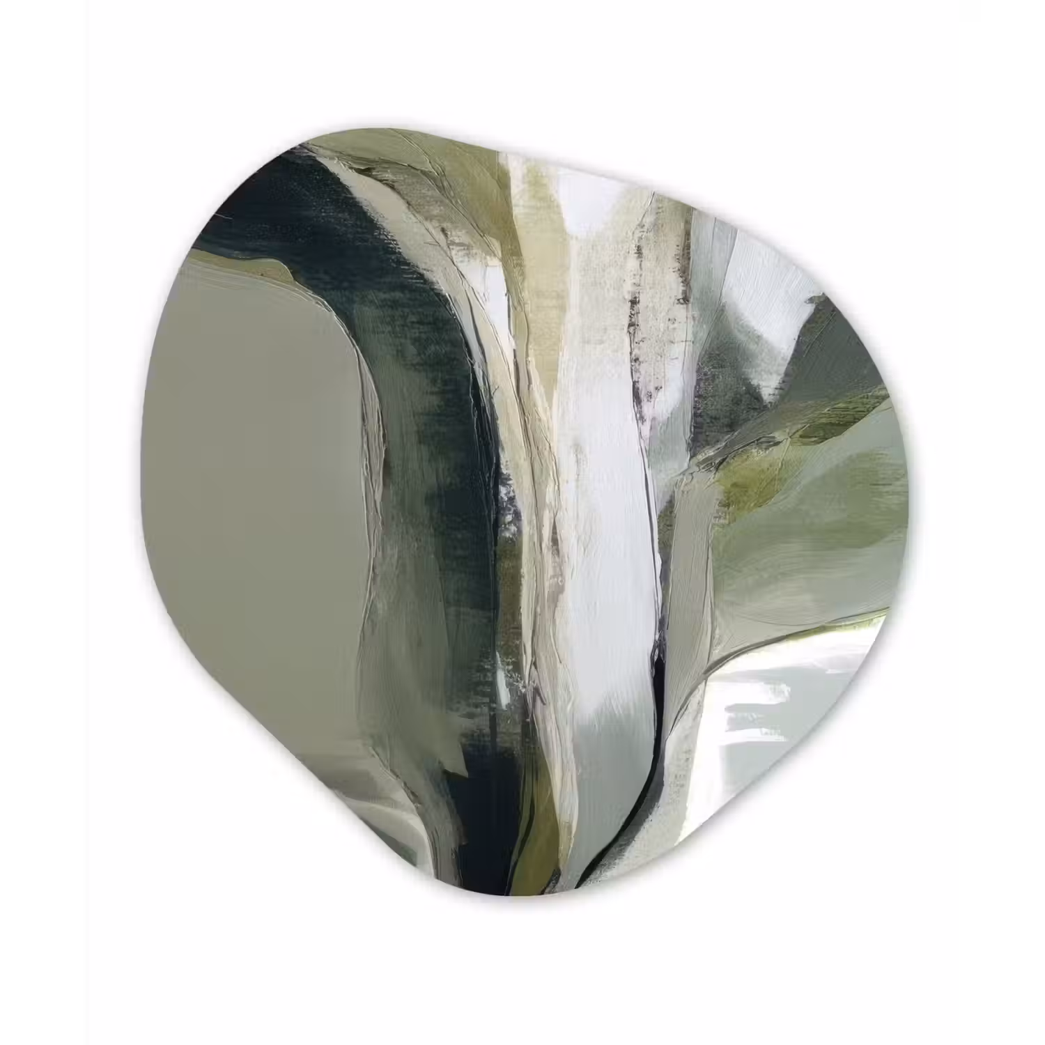 Natuur - Abstract - Groen - Penseelstreken Wandcirkel Organisch Forex 3mm klein -3d