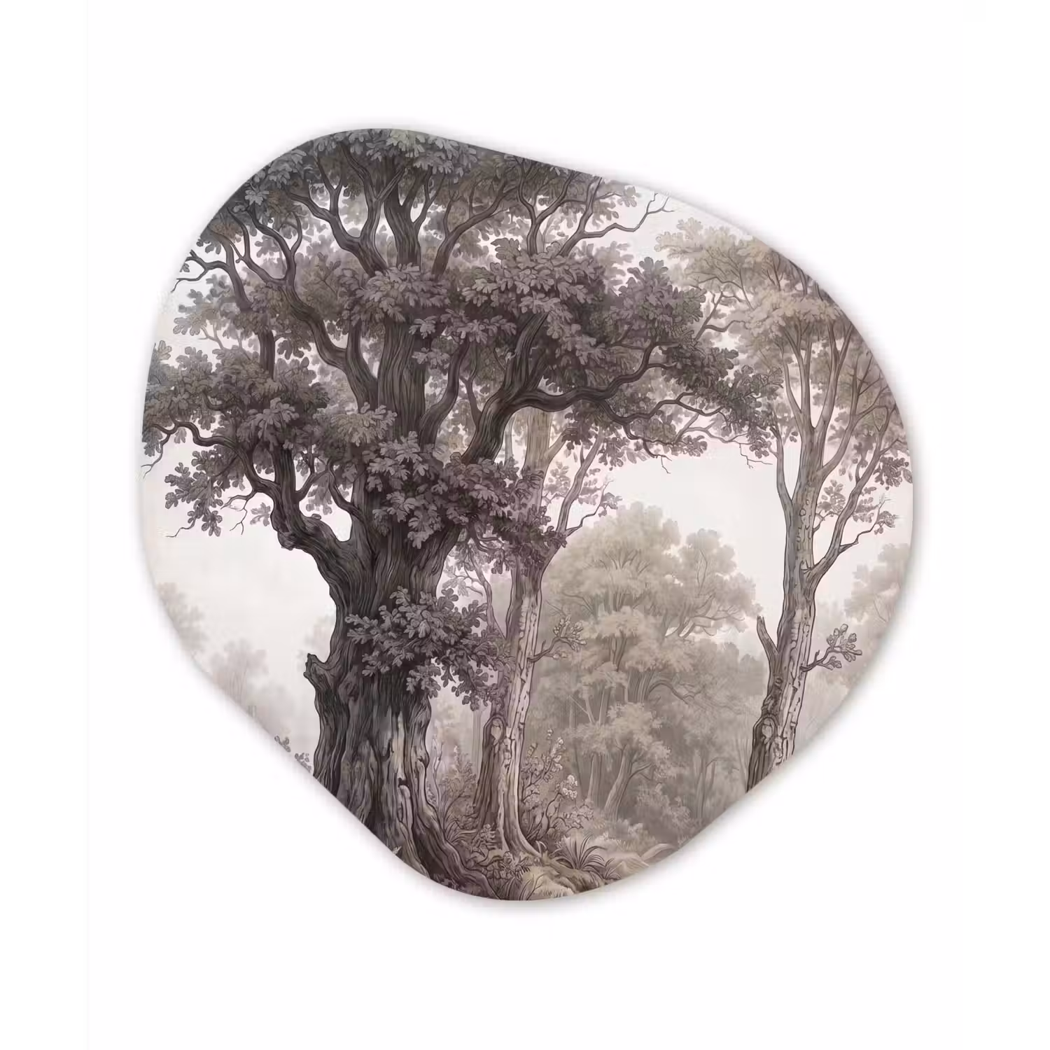 Natuur - Bos - Eik Wandcirkel Organisch Forex 3mm klein -3d
