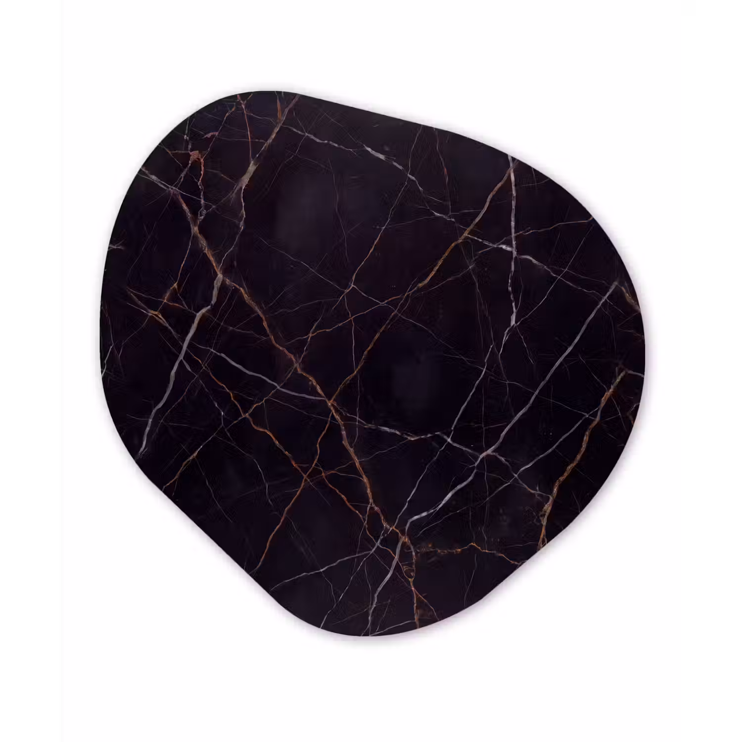 Natuursteen - Marmerpatroon - Abstract - Modern - Zwart - Goud Wandcirkel Organisch Forex 3mm klein -3d