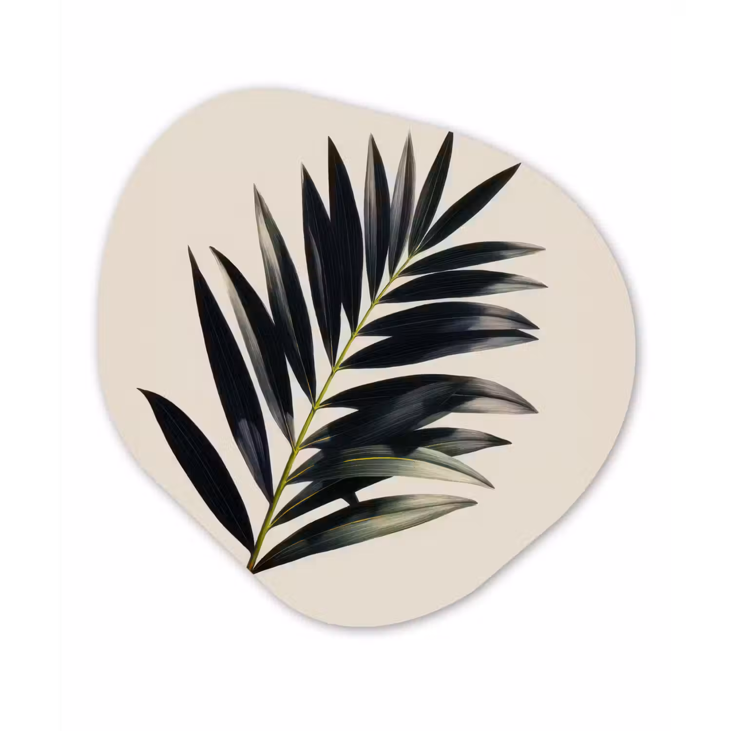 Palmblad - Subtiel - Groen - beige Wandcirkel Organisch Forex 3mm klein -3d