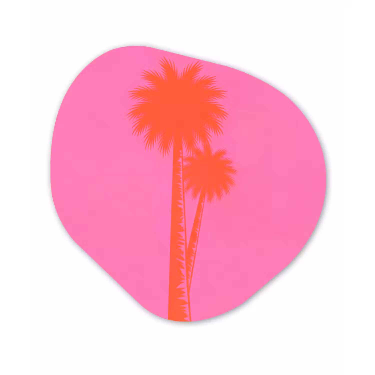 Palmbomen - Modern - Roze Wandcirkel Organisch Forex 3mm klein -3d