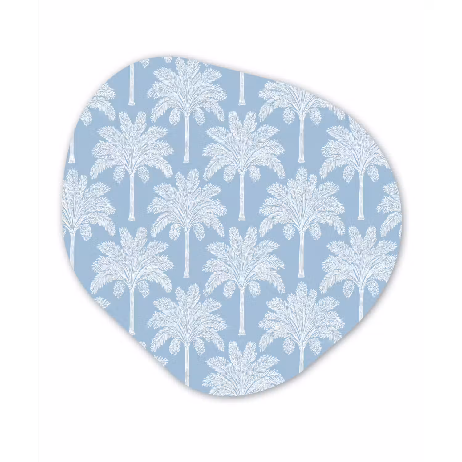 Palmboom - Modern - Blauw Wandcirkel Organisch Forex 3mm klein 629 -3d