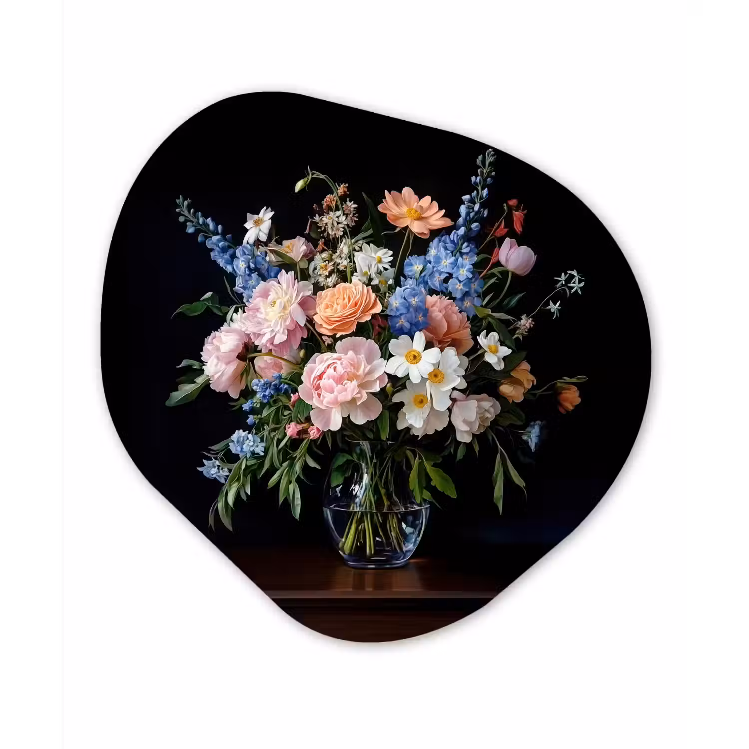 Pastel - Bloemen - Glazen - Vaas Wandcirkel Organisch Forex 3mm klein -3d