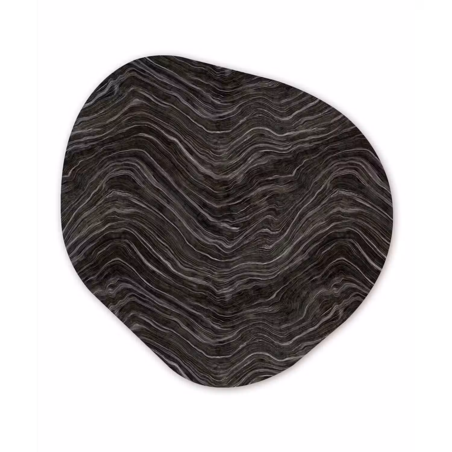 Patroon - Contrast - Antraciet Wandcirkel Organisch Forex 3mm klein 629 -3d