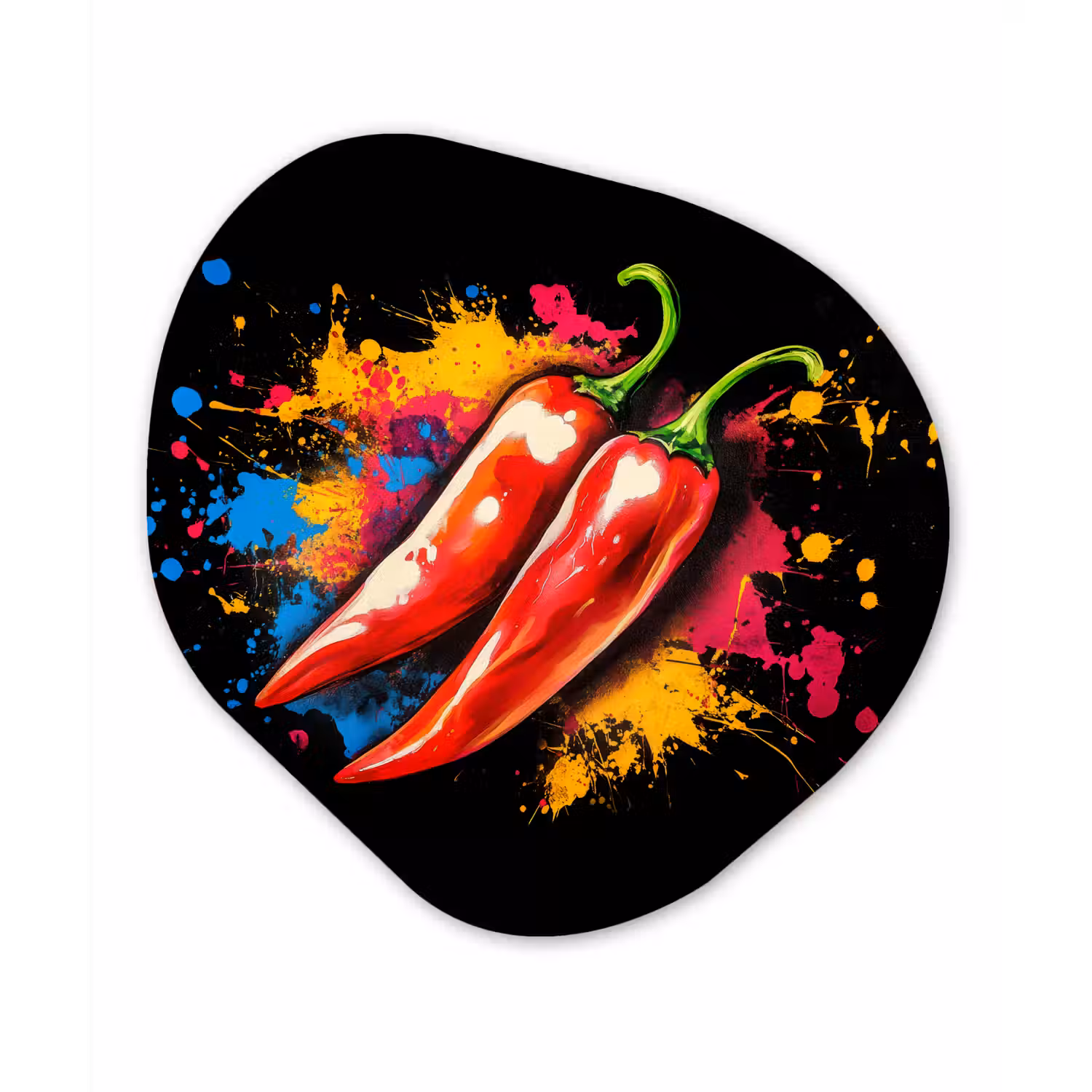 Peper - Graffiti - Verf - Abstract - Modern - Kleurrijk Wandcirkel Organisch Forex 3mm klein -3d
