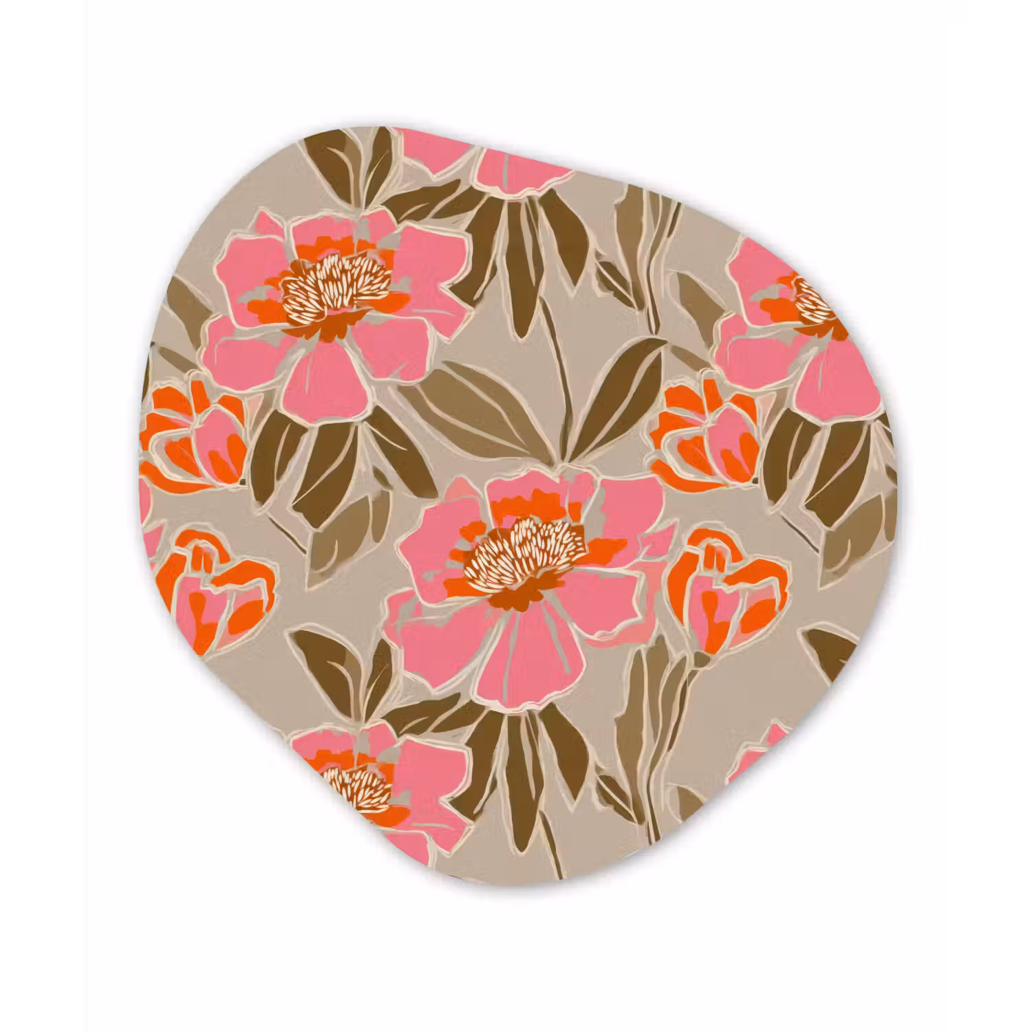Pioenrozen - Patroon - Roze Wandcirkel Organisch Forex 3mm klein 629 -3d