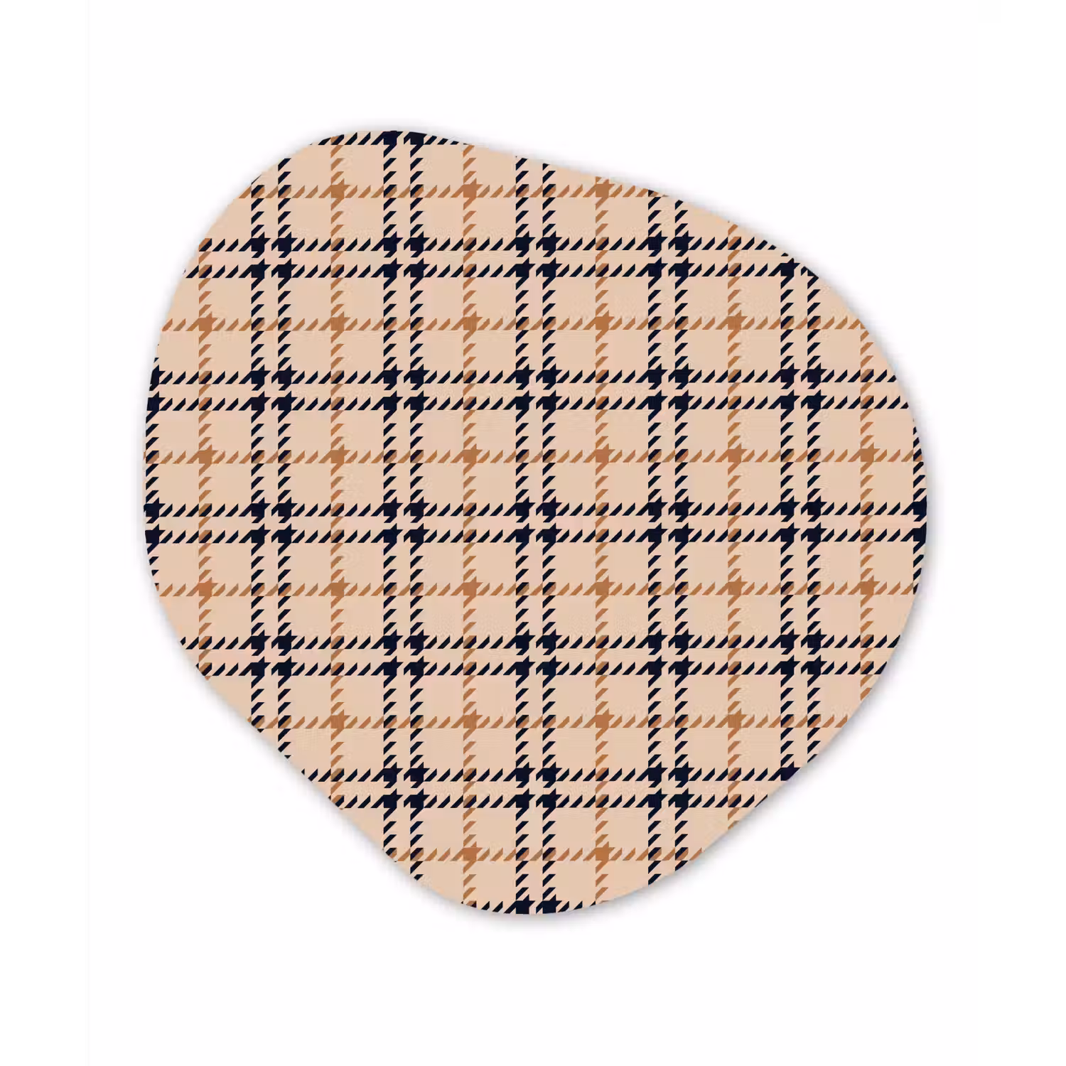Plaid - Patroon - Beige - Zwart Wandcirkel Organisch Forex 3mm klein 629 -3d