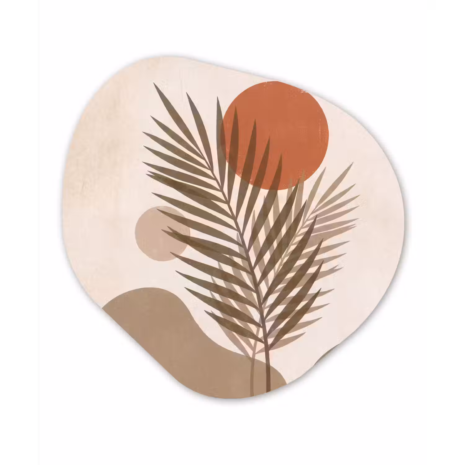 Planten - Bladeren - Abstract - Modern - Beige Wandcirkel Organisch Forex 3mm klein -3d