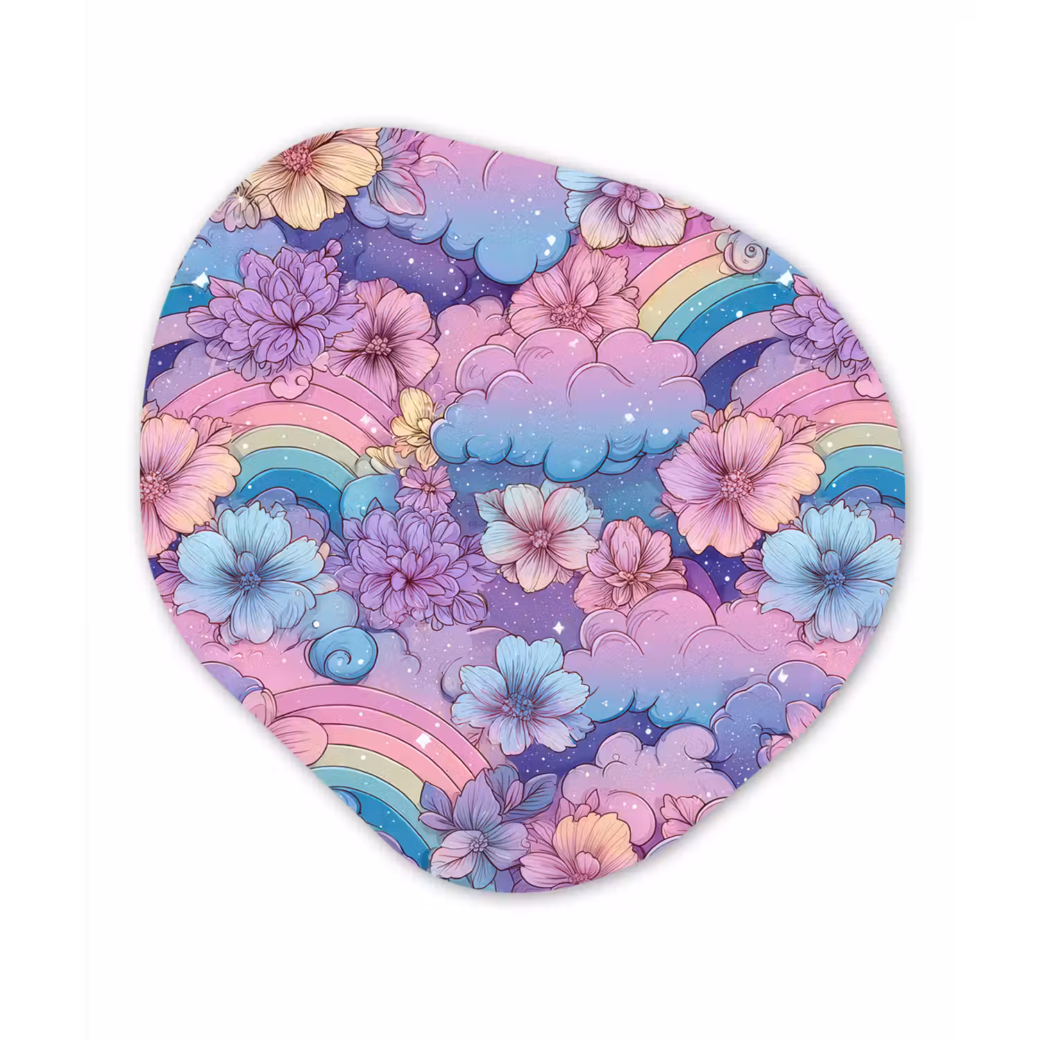 Regenbogen - Bloemen - Kleurrijk - Wolken Wandcirkel Organisch Forex 3mm klein -3d