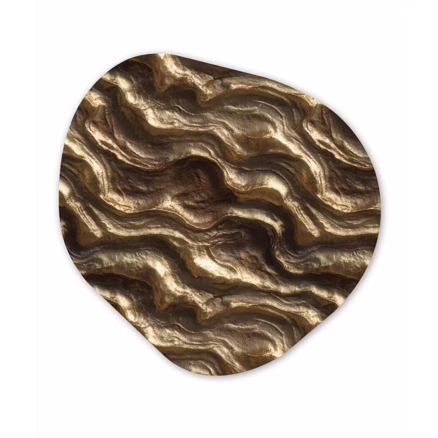 Reliëf - Golven - Abstract - Bronsgoud Wandcirkel Organisch Forex 3mm klein 629 -3d