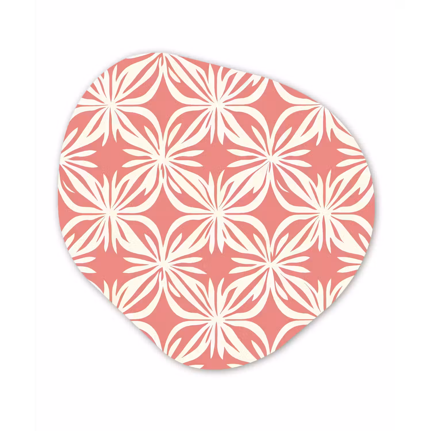 Roze - Bloemenmotief - Wit - Modern Wandcirkel Organisch Forex 3mm klein 629 -3d