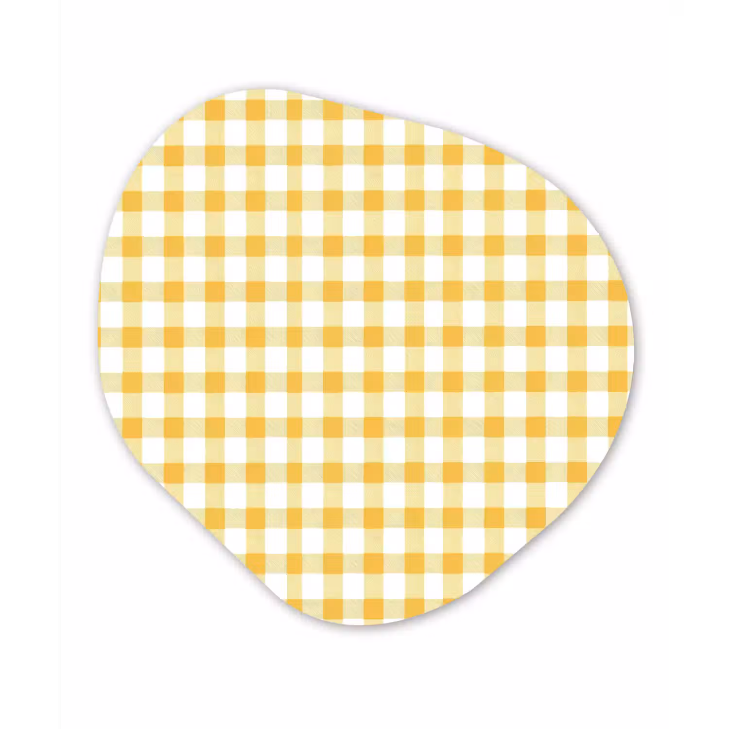 Ruit - Gingham - Klassiek - Geel en Wit Wandcirkel Organisch Forex 3mm klein 629 -3d