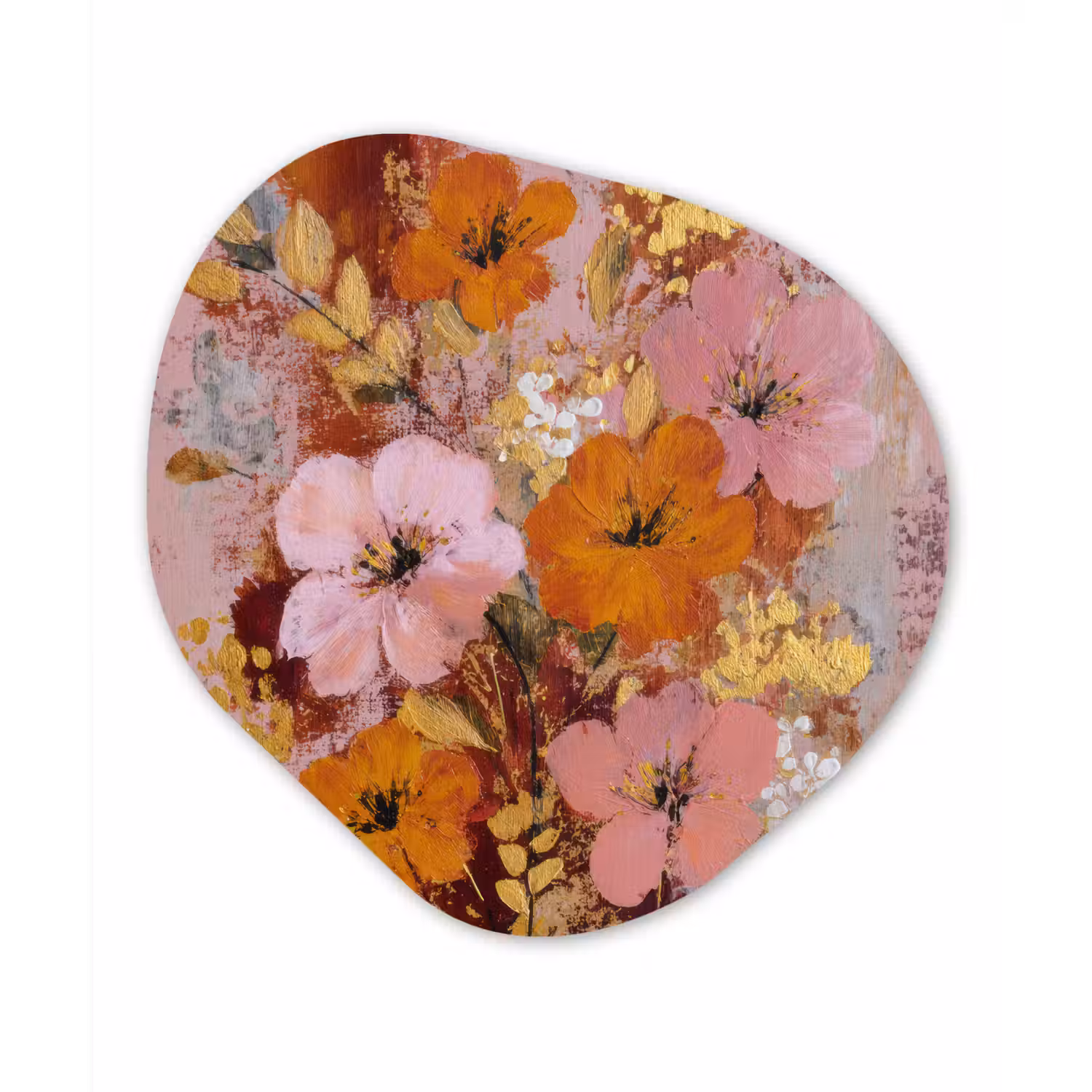Schilderij - Bloemen - Rustiek - Roze Wandcirkel Organisch Forex 3mm klein -3d