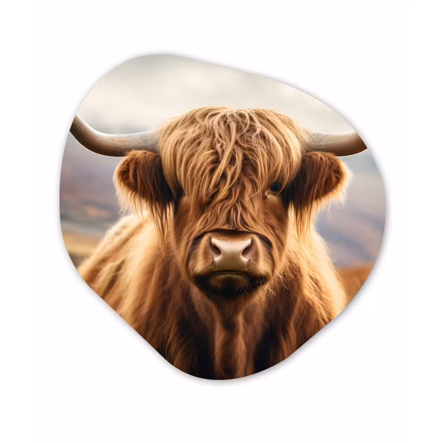 Schotse hooglander - Landschap - Dier Wandcirkel Organisch Forex 3mm klein -3d