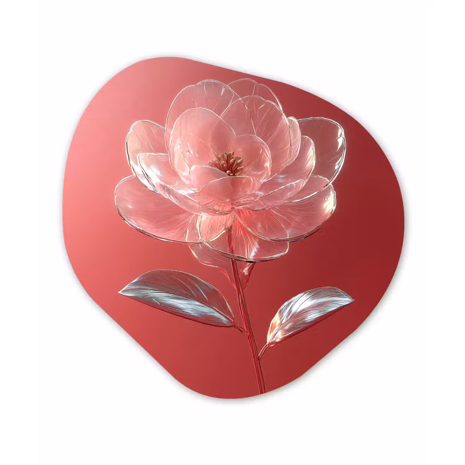 Sierlijk - Bloem - Roze - Glazen Wandcirkel Organisch Forex 3mm klein -3d