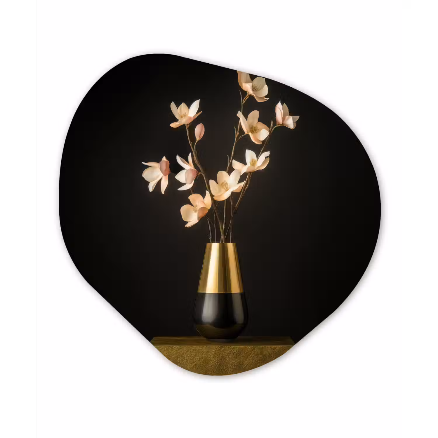 Sierlijk - Boeket - Goud - Vaas Wandcirkel Organisch Forex 3mm klein -3d