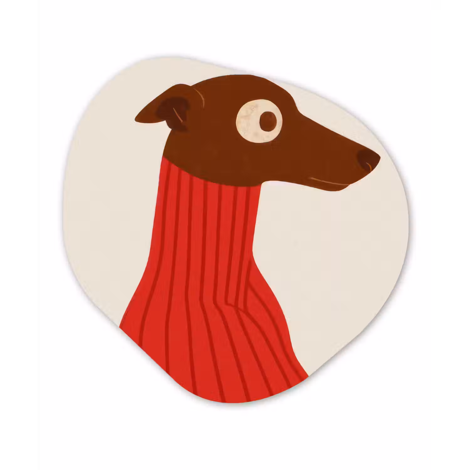 Silhouet - Hond - Trui - Rood Wandcirkel Organisch Forex 3mm klein -3d
