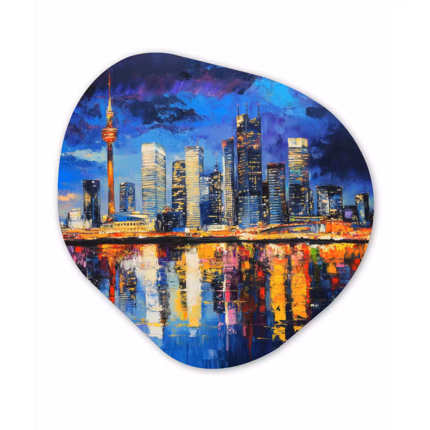 Skyline Toronto - Modern - Stadslicht - Blauw Wandcirkel Organisch Forex 3mm klein -3d