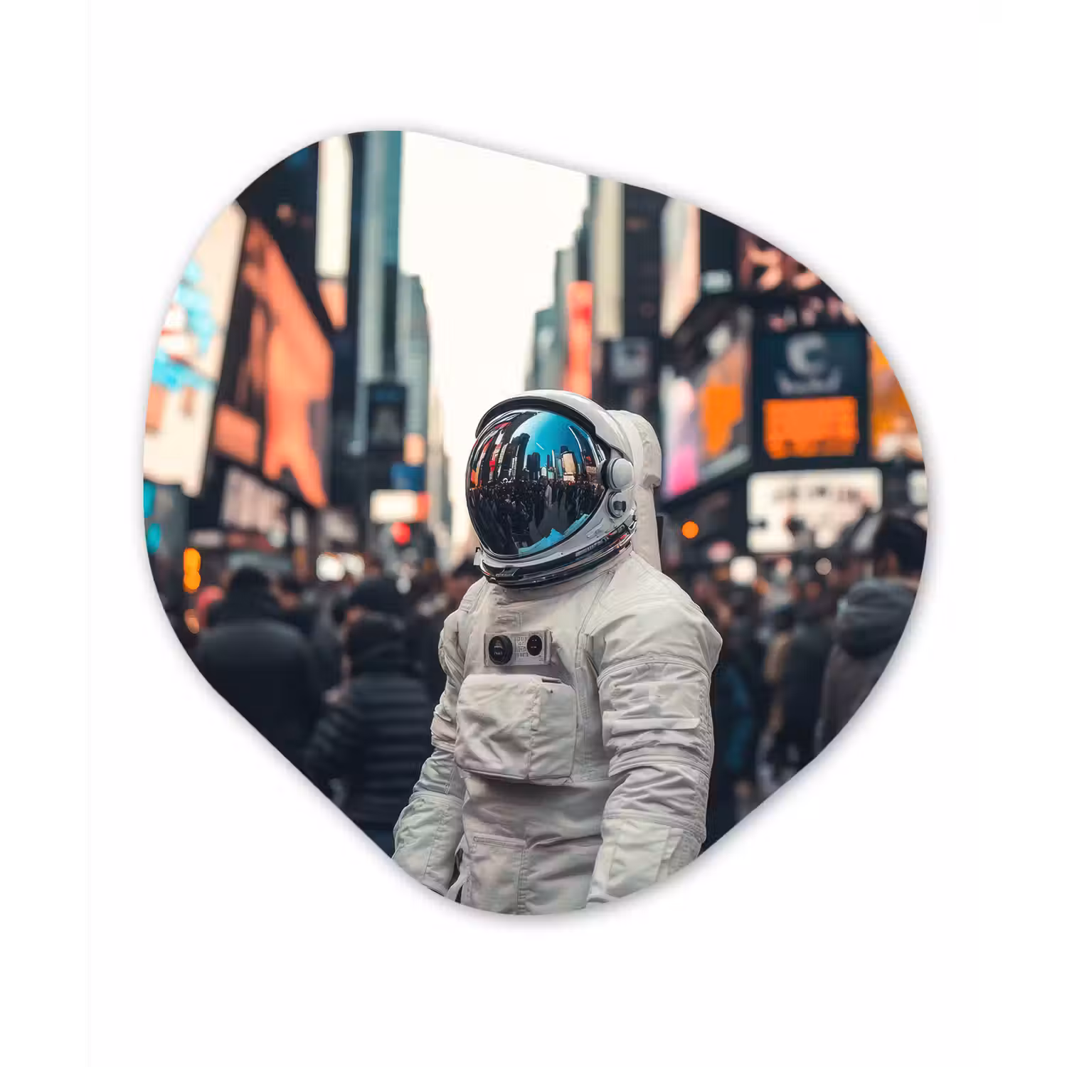 Stad - Mensen - Astronaut - Wit Wandcirkel Organisch Forex 3mm klein -3d
