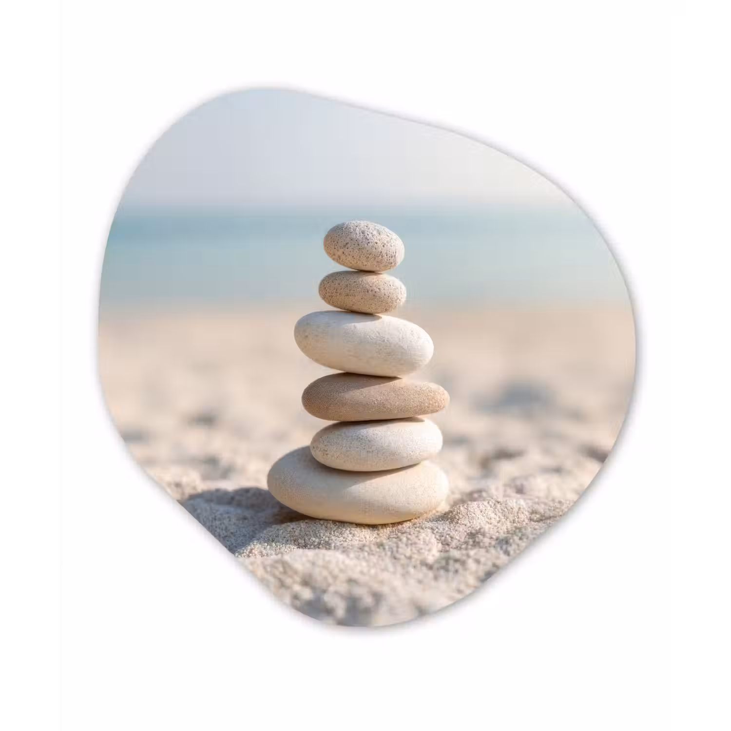 Stenen - Stapel - Zand - Zee Wandcirkel Organisch Forex 3mm klein -3d