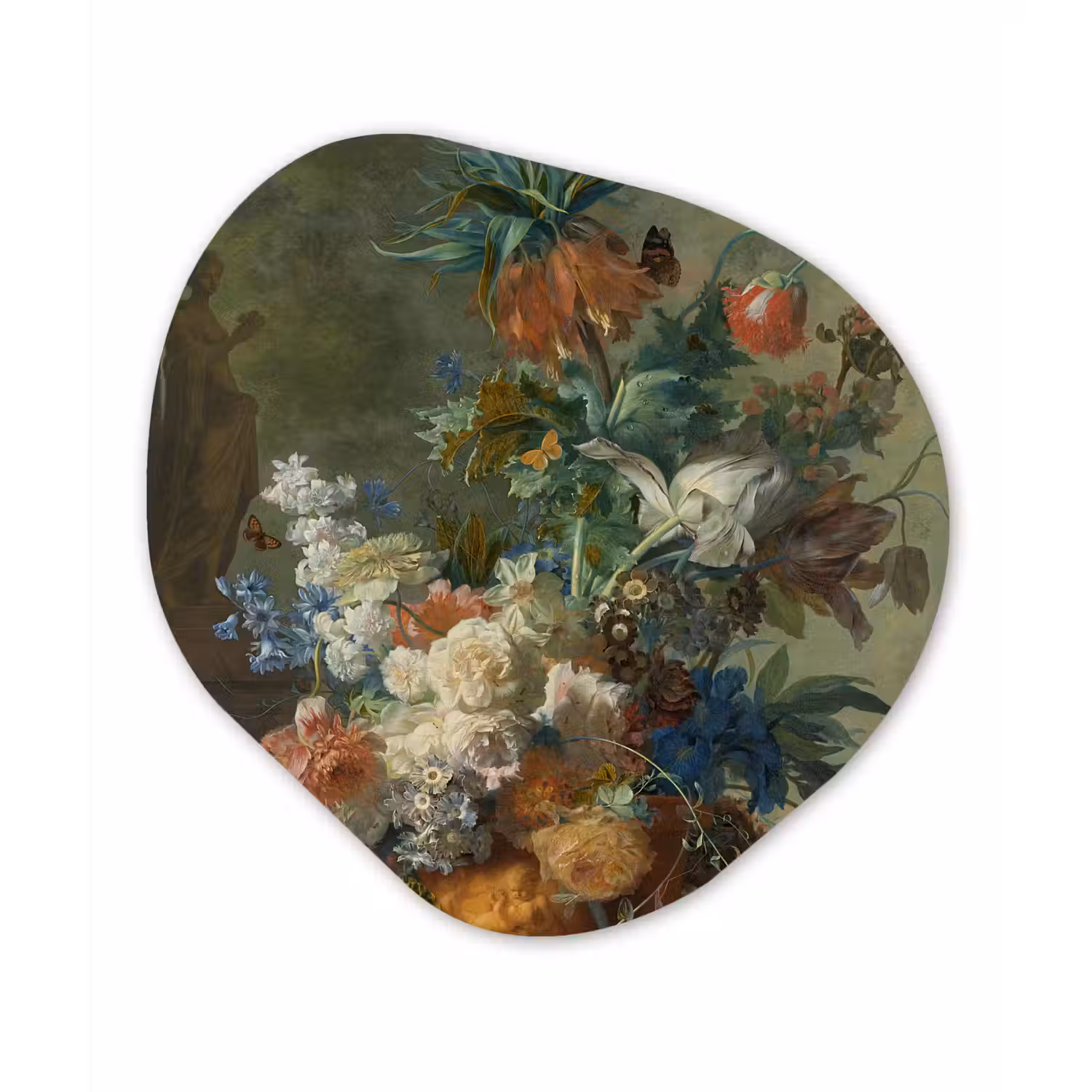 Stilleven met bloemen - Schilderij van Jan van Huysum Wandcirkel Organisch Forex 3mm klein -3d