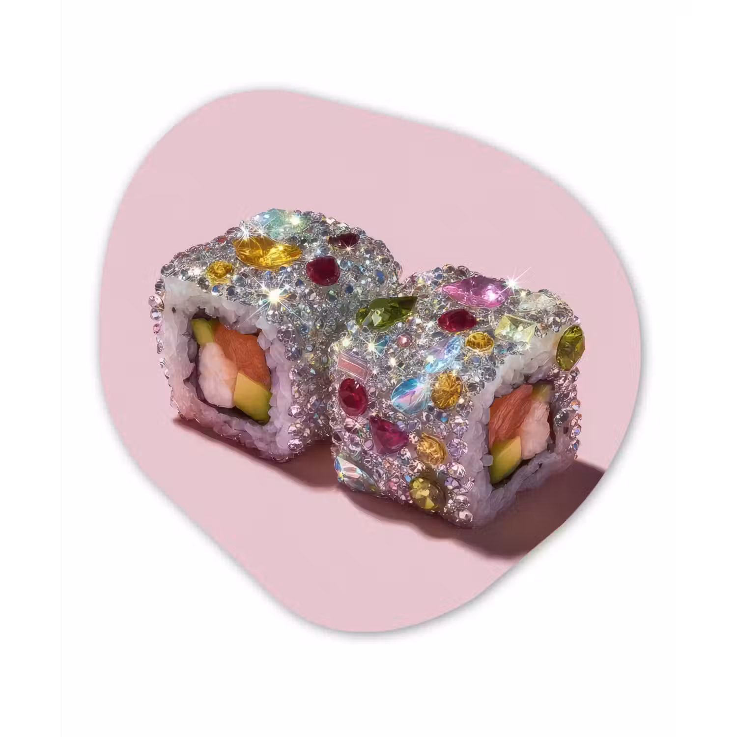 Sushi - Rolletjes - Steentjes - Kleurrijk Wandcirkel Organisch Forex 3mm klein -3d