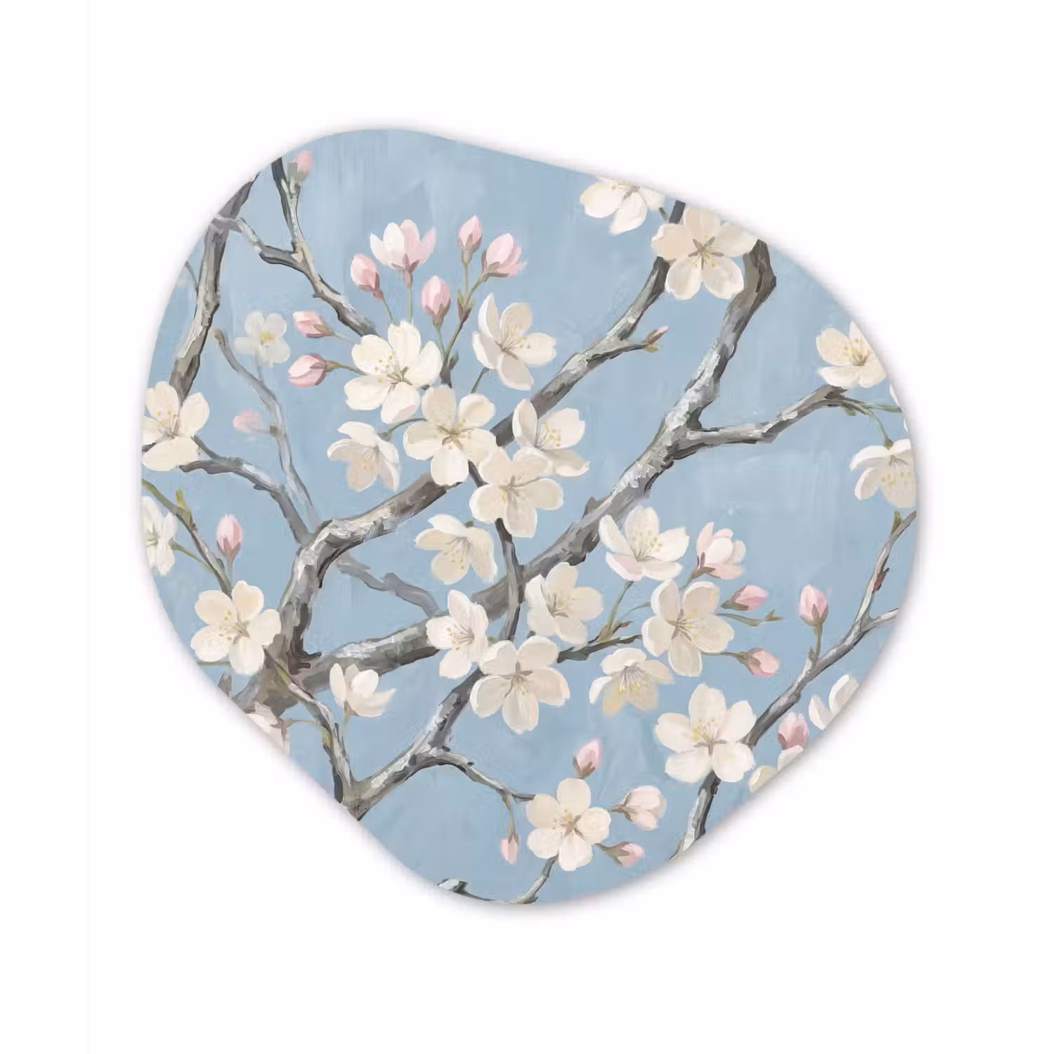 Takken - Kersenbloesem - Blauw Wandcirkel Organisch Forex 3mm klein -3d