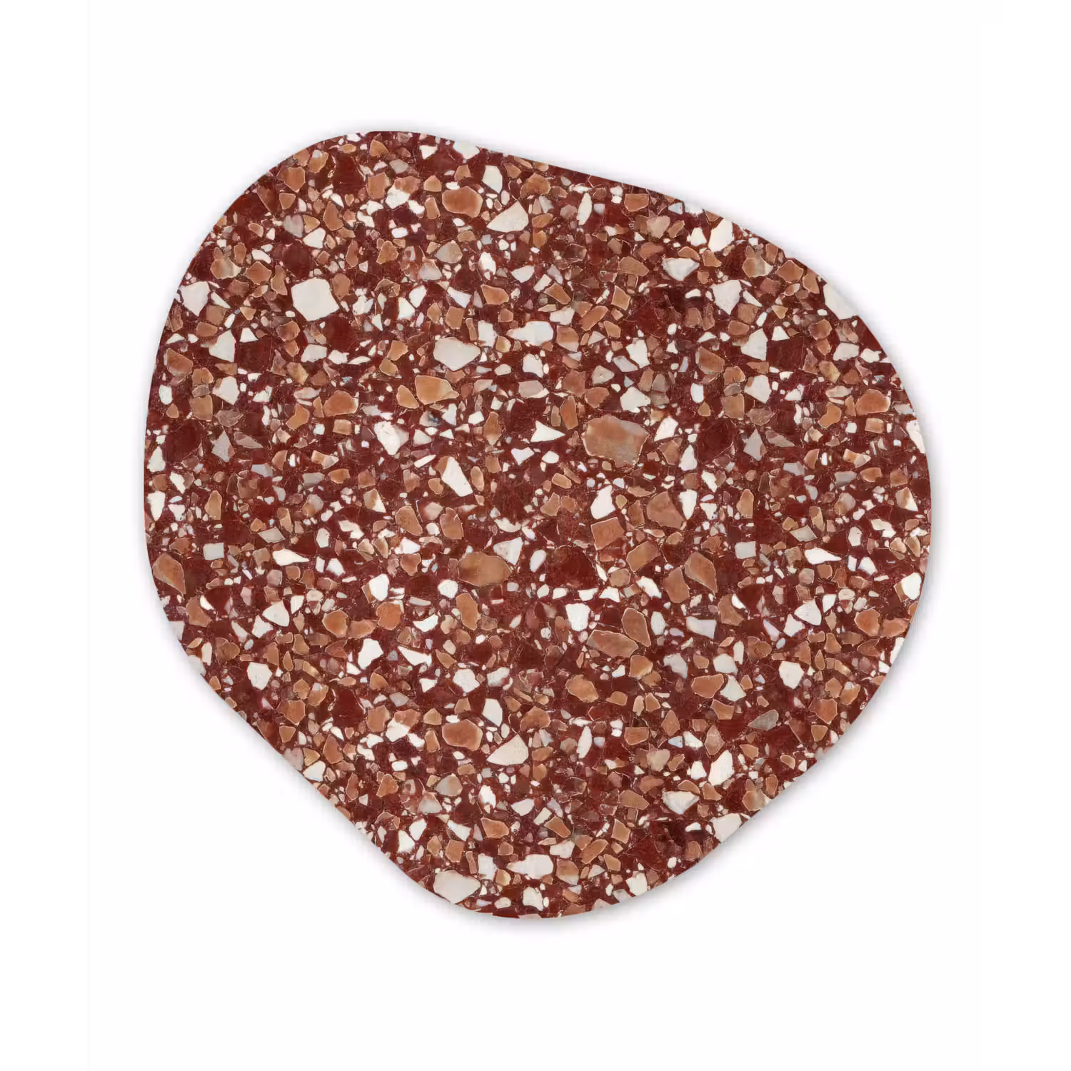 Terrazzo - Patroon - Steentextuur - Roodbruin Wandcirkel Organisch Forex 3mm klein 629 -3d