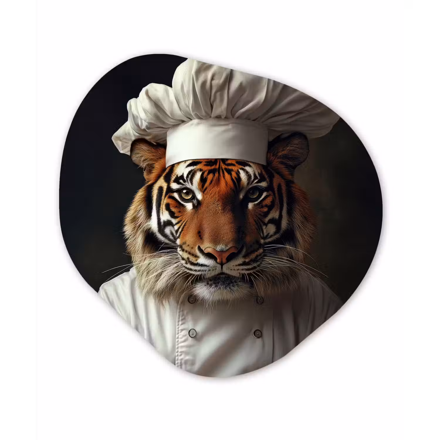 Tijger - Kokskleding - Bruin Wandcirkel Organisch Forex 3mm klein -3d
