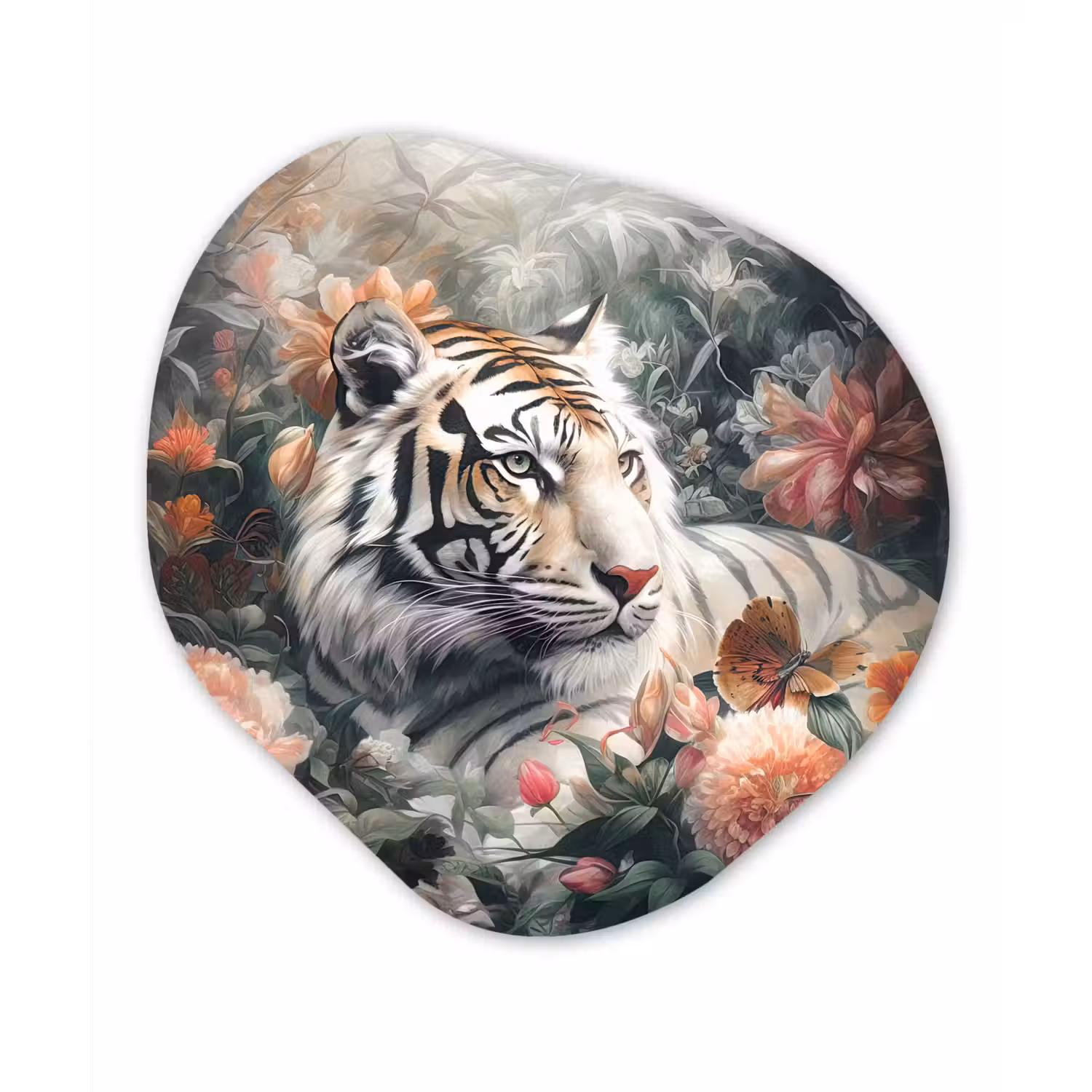 Tijger - Wilde dieren - Bloemen - Jungle Wandcirkel Organisch Forex 3mm klein -3d
