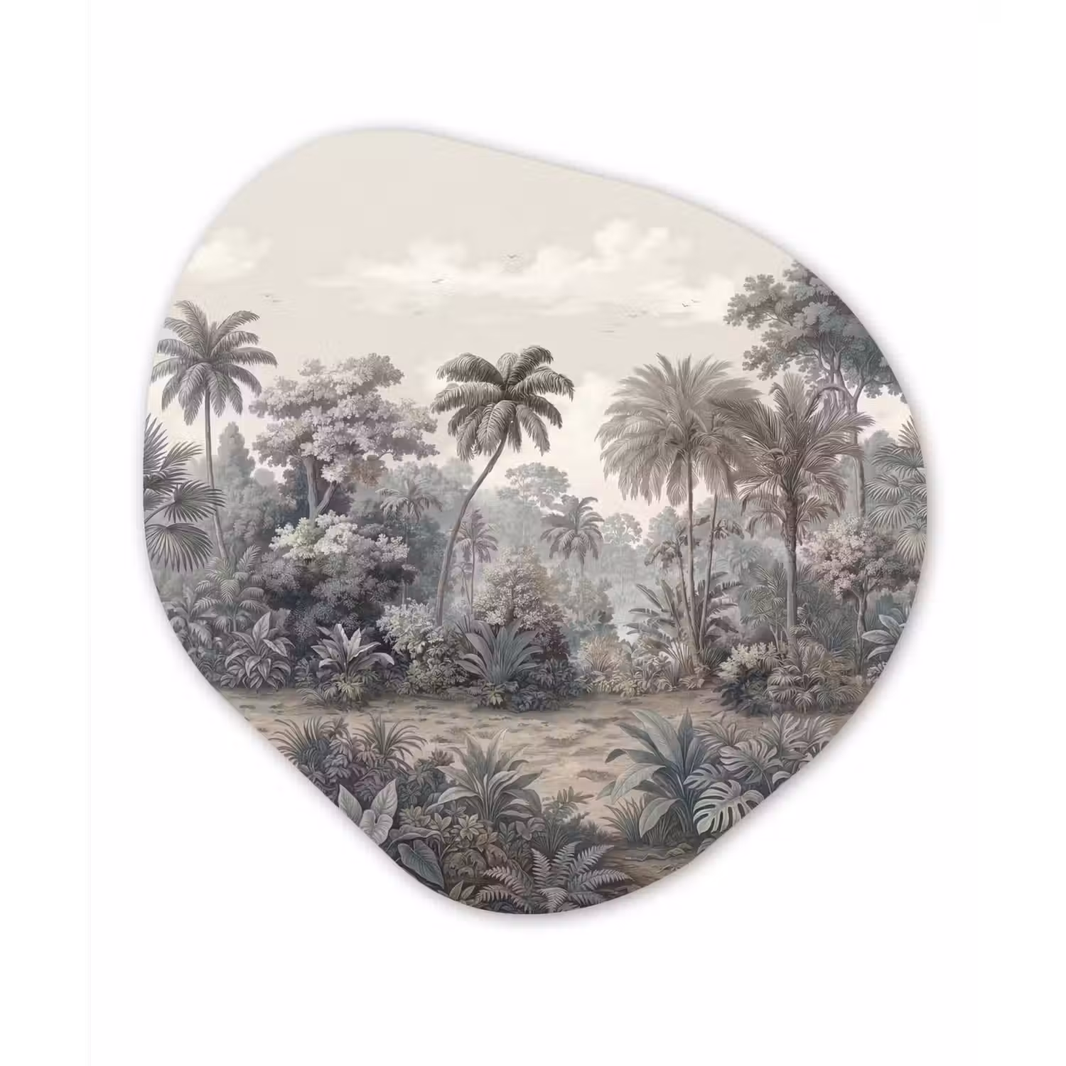 Tropisch - Landschap - Illustratie Wandcirkel Organisch Forex 3mm klein -3d