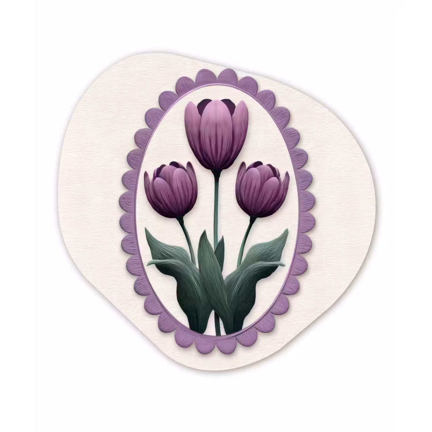 Tulpen - Paars - Lijst - Bladeren Wandcirkel Organisch Forex 3mm klein -3d